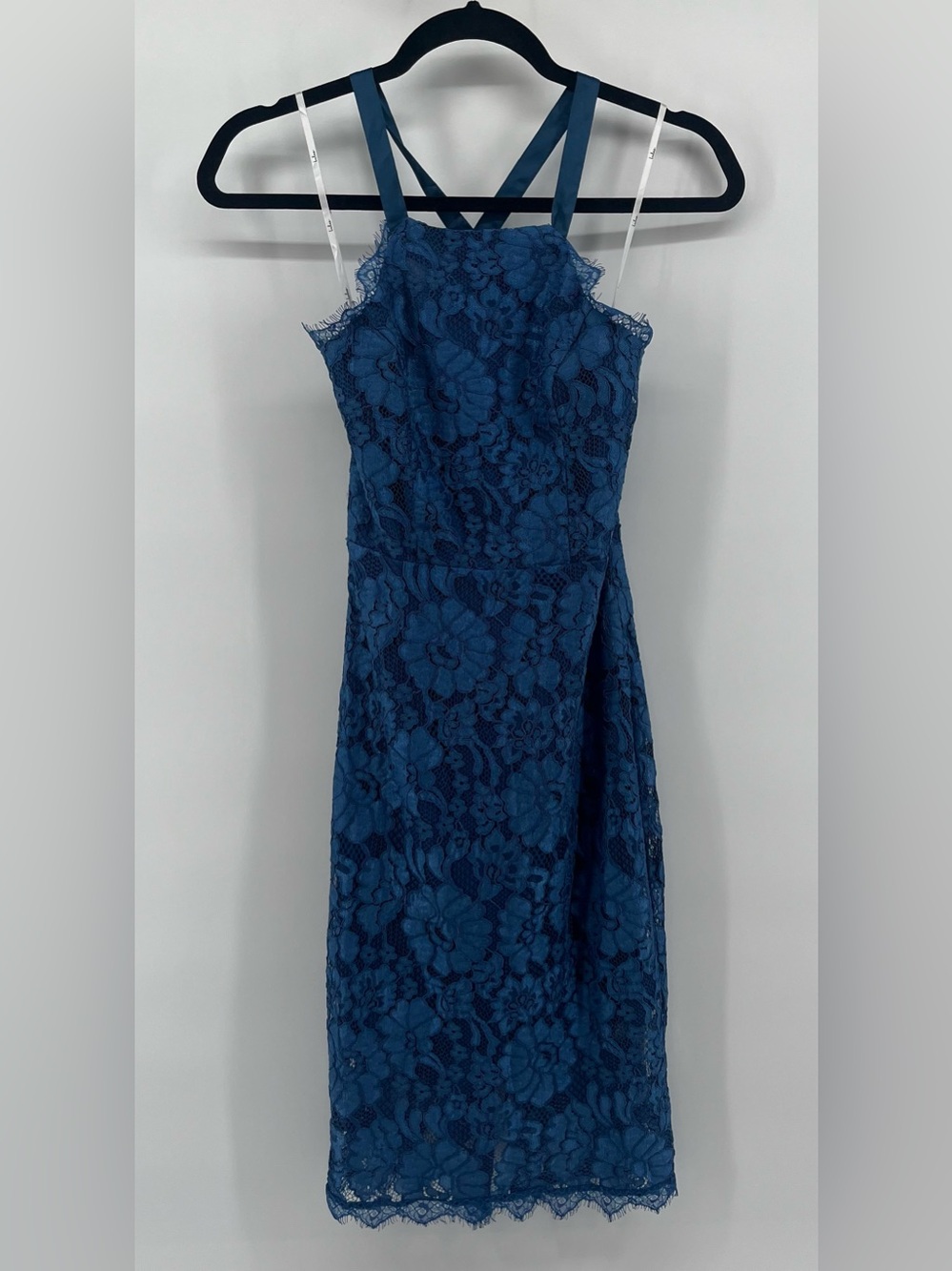 NWT Lulus Wishful Wanderings Tie Back Lace Dress Women's Size XS Blue